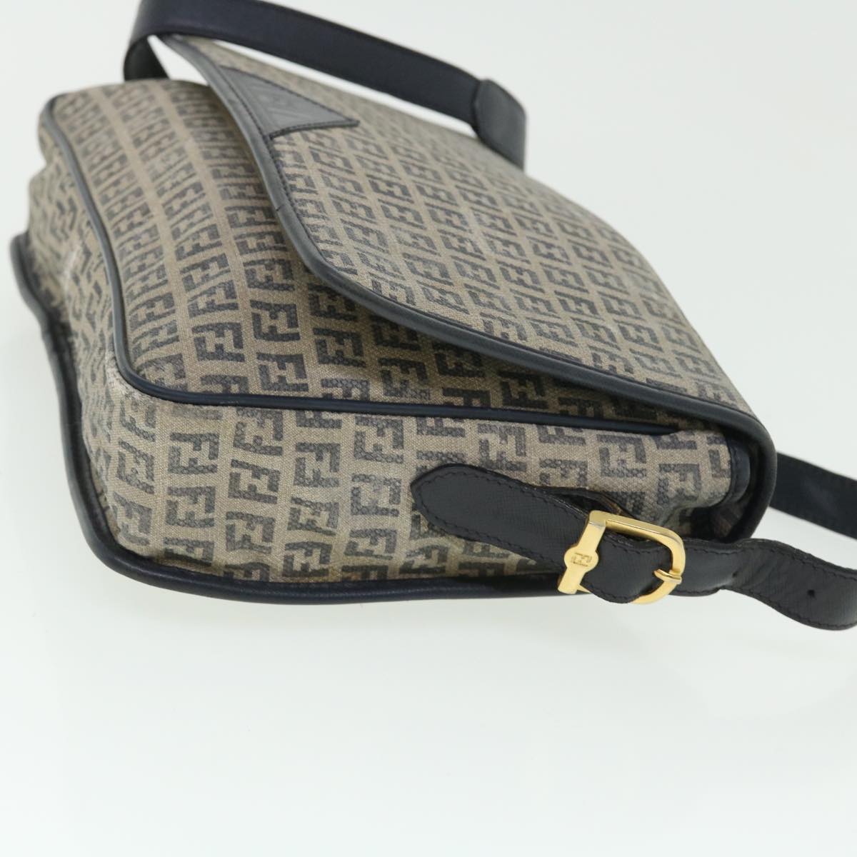 FENDI Zucchino Canvas Shoulder Bag Navy bs7520