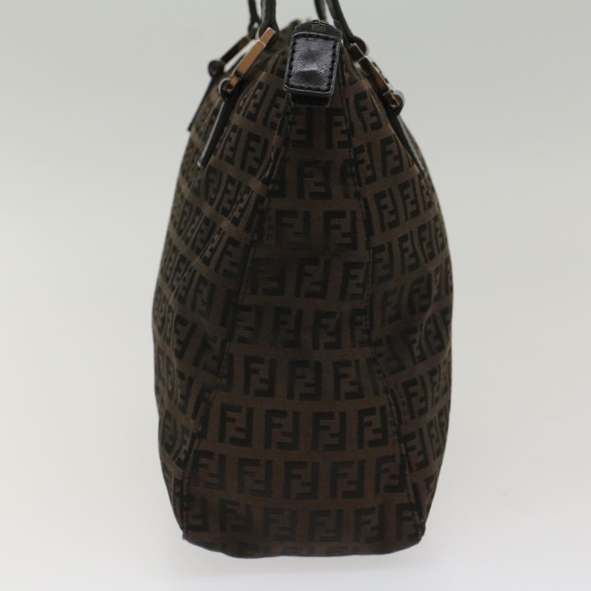 FENDI Zucchino Canvas Hand Bag Dark Brown bs7565