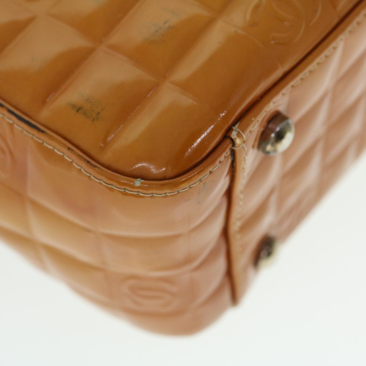 CHANEL Hand Bag Patent leather Yellow CC bs7609