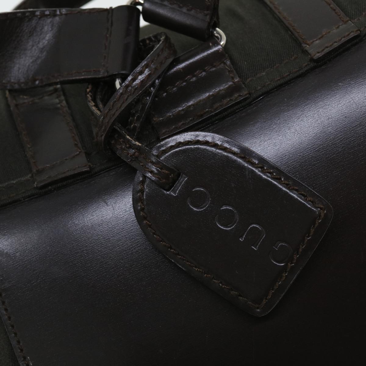 GUCCI Backpack Nylon Leather Khaki bs7624