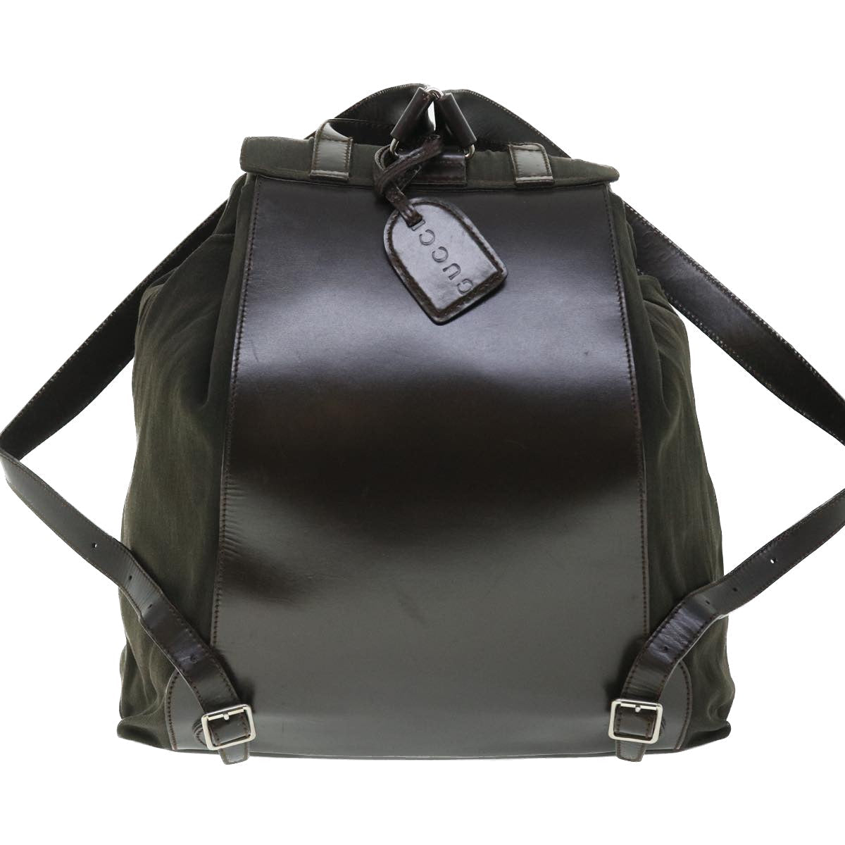 GUCCI Backpack Nylon Leather Khaki bs7624