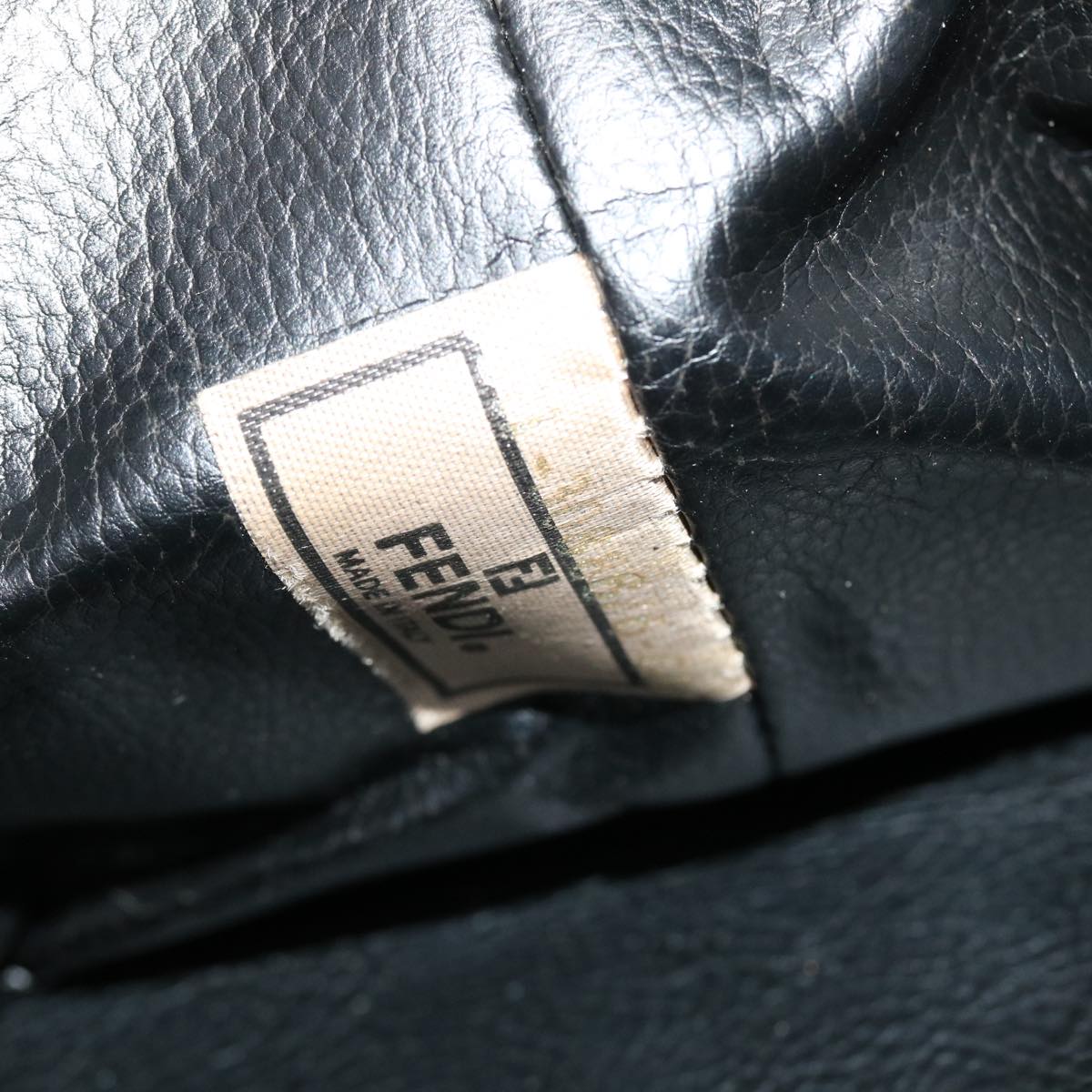 FENDI Pecan Canvas Pouch Shoulder Bag Leather 3Set Brown Black bs7664