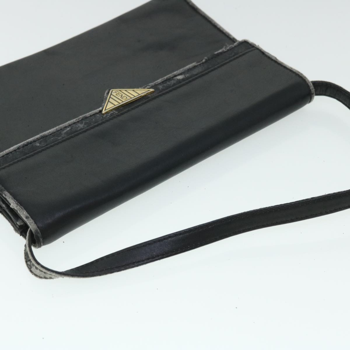 FENDI Pecan Canvas Pouch Shoulder Bag Leather 3Set Brown Black bs7664