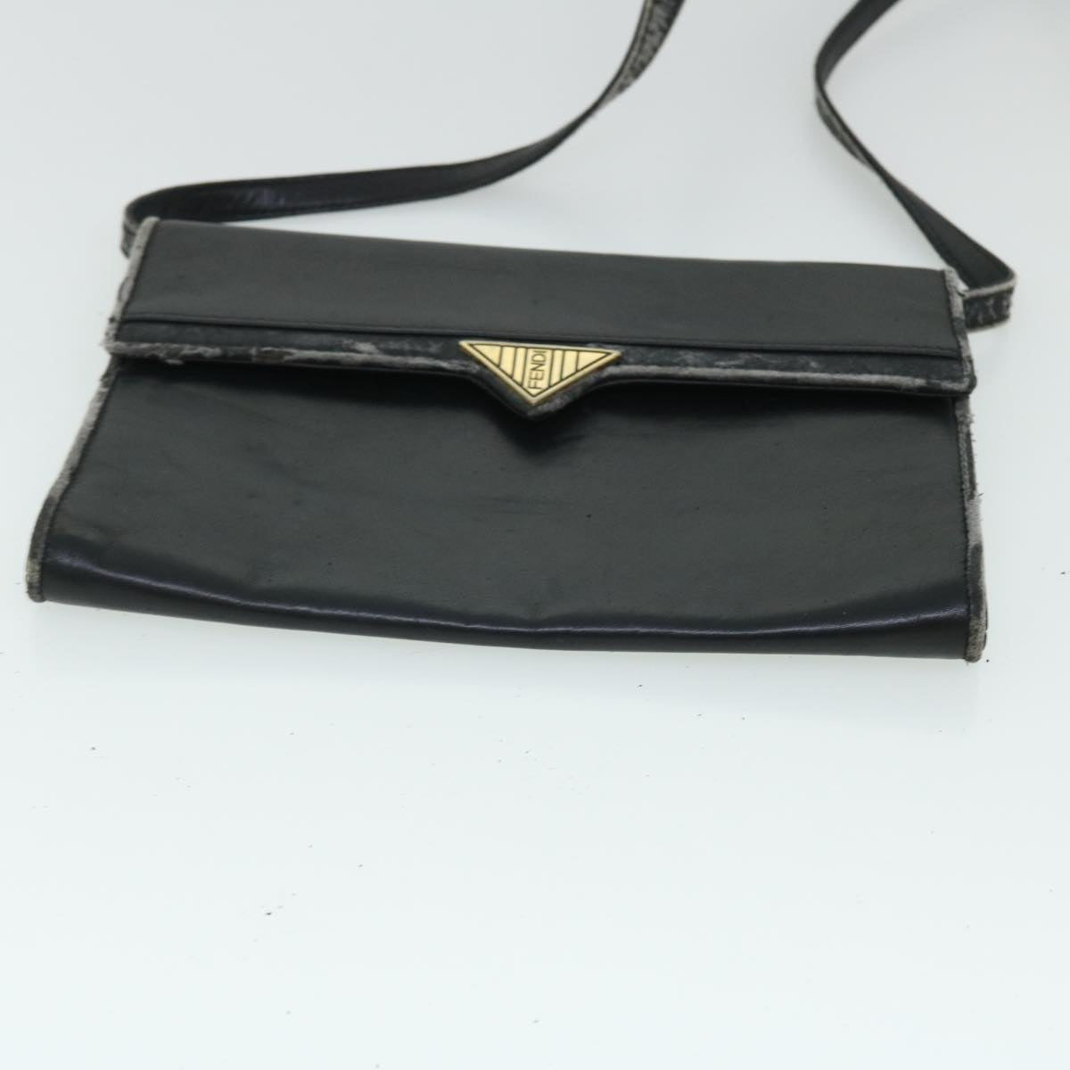 FENDI Pecan Canvas Pouch Shoulder Bag Leather 3Set Brown Black bs7664