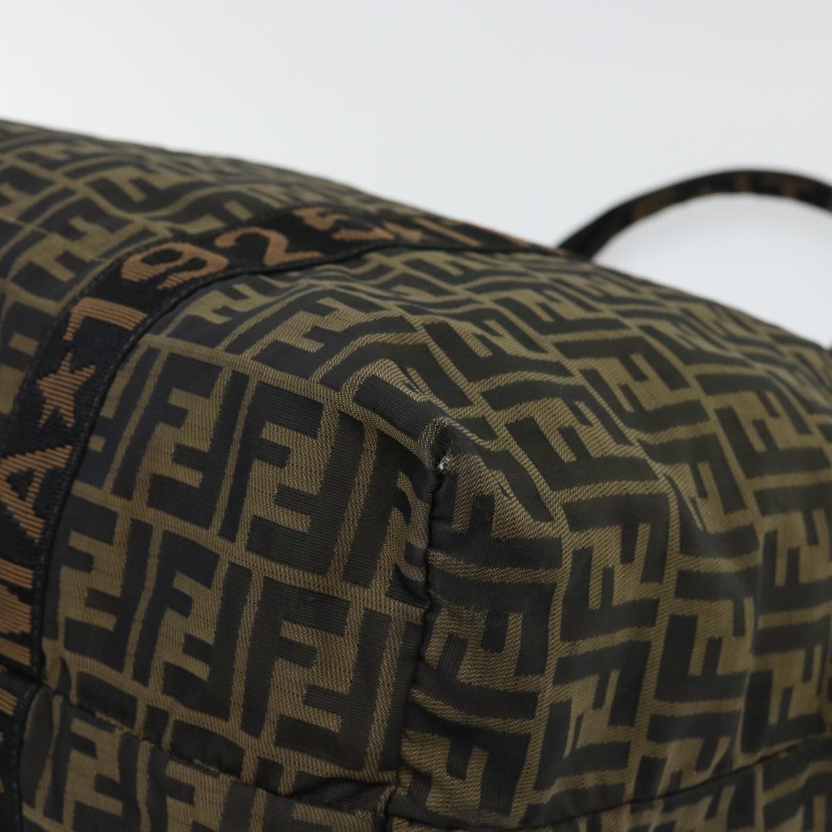 FENDI Zucca Canvas Boston Bag Nylon Brown Black bs7674