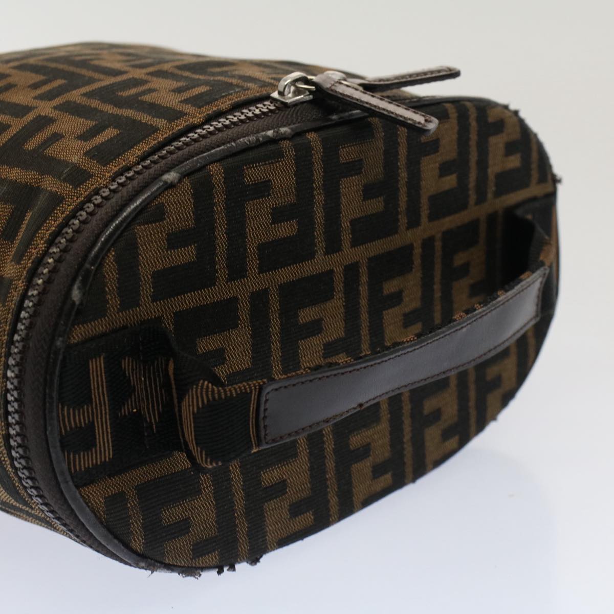 FENDI Zucca Canvas Vanity Cosmetic Pouch Black Brown bs7733