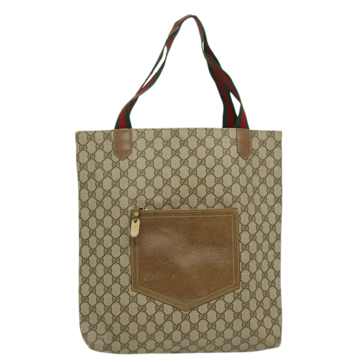 GUCCI Web Sherry Line GG Canvas Tote Bag Beige Red Green bs784