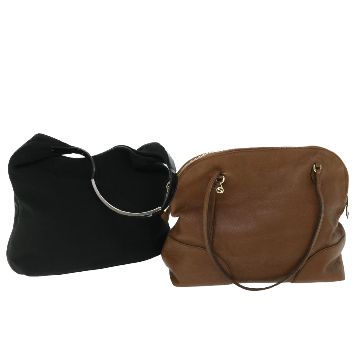 GUCCI Shoulder Bag Leather 2Set Black Brown bs7875