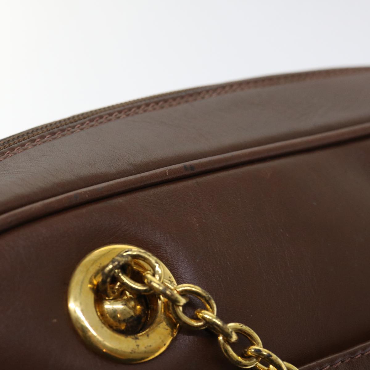 GUCCI Chain Shoulder Bag Leather Brown 001 115 1498 bs7878