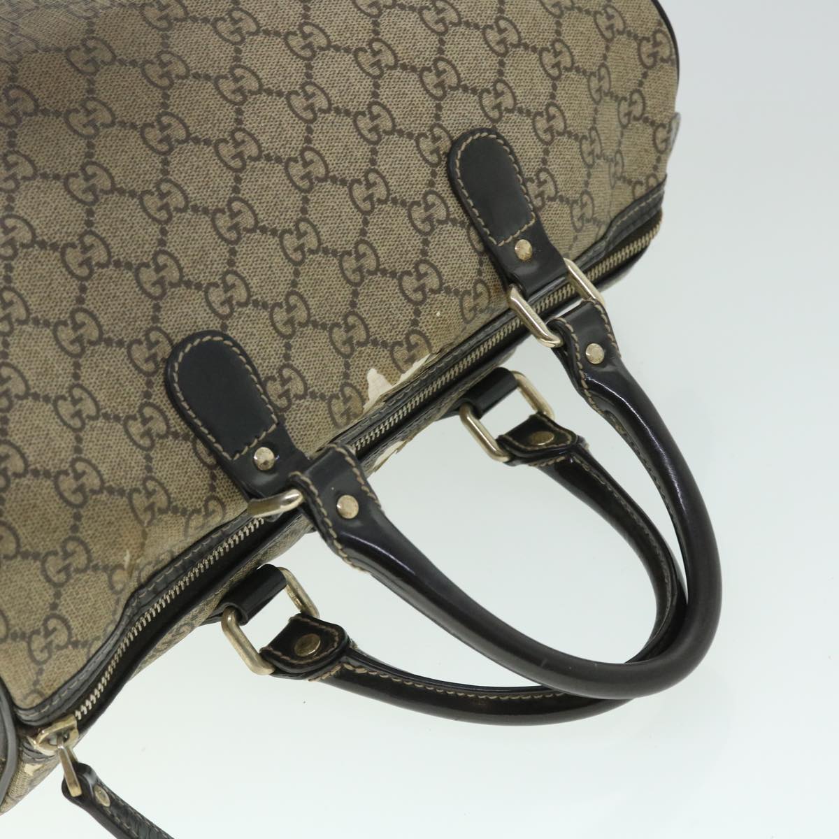 GUCCI GG Canvas Hand Bag PVC Leather Patent 2Set Beige bs7882