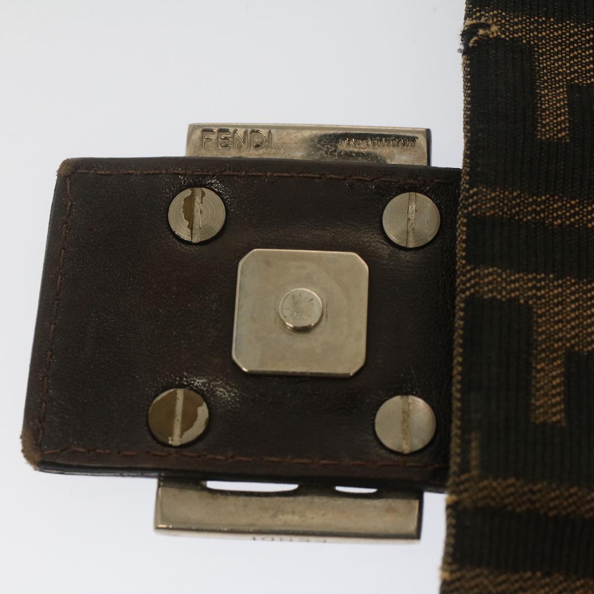 FENDI Zucca Canvas Mamma Baguette Shoulder Bag Black Brown bs7918