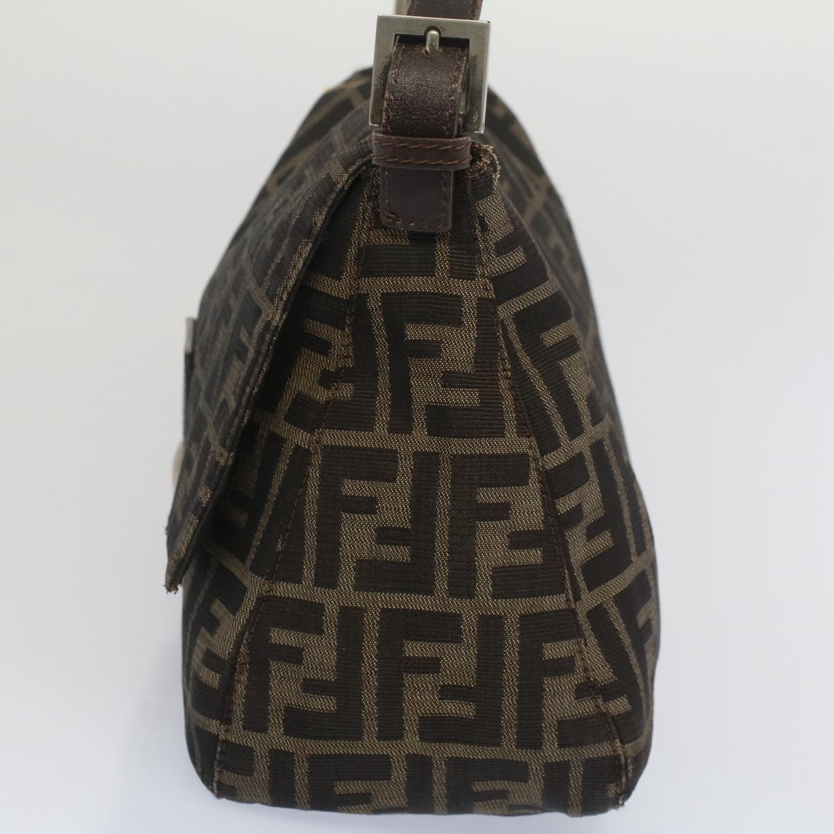 FENDI Zucca Canvas Mamma Baguette Shoulder Bag Black Brown bs7918