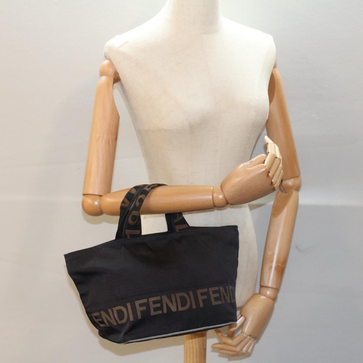 FENDI Hand Bag Nylon Black bs7932