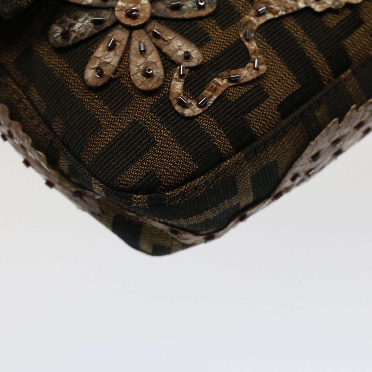 FENDI Zucca Canvas Mamma Baguette Shoulder Bag Black Brown bs7953A
