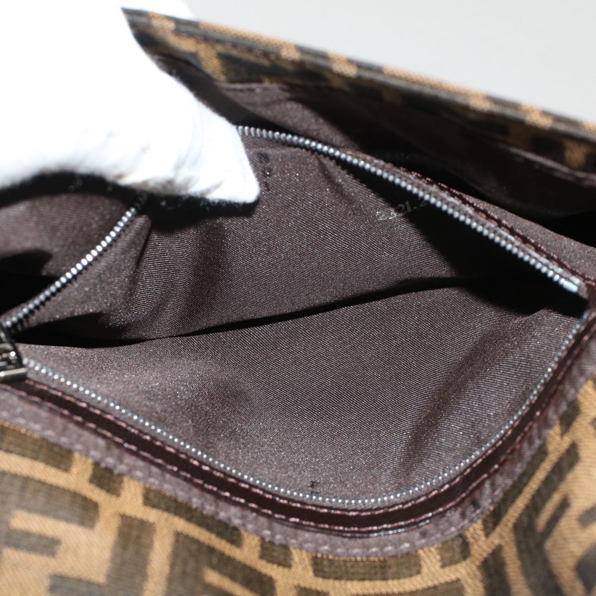 FENDI Zucca Canvas Mamma Baguette Shoulder Bag Black Brown bs7953