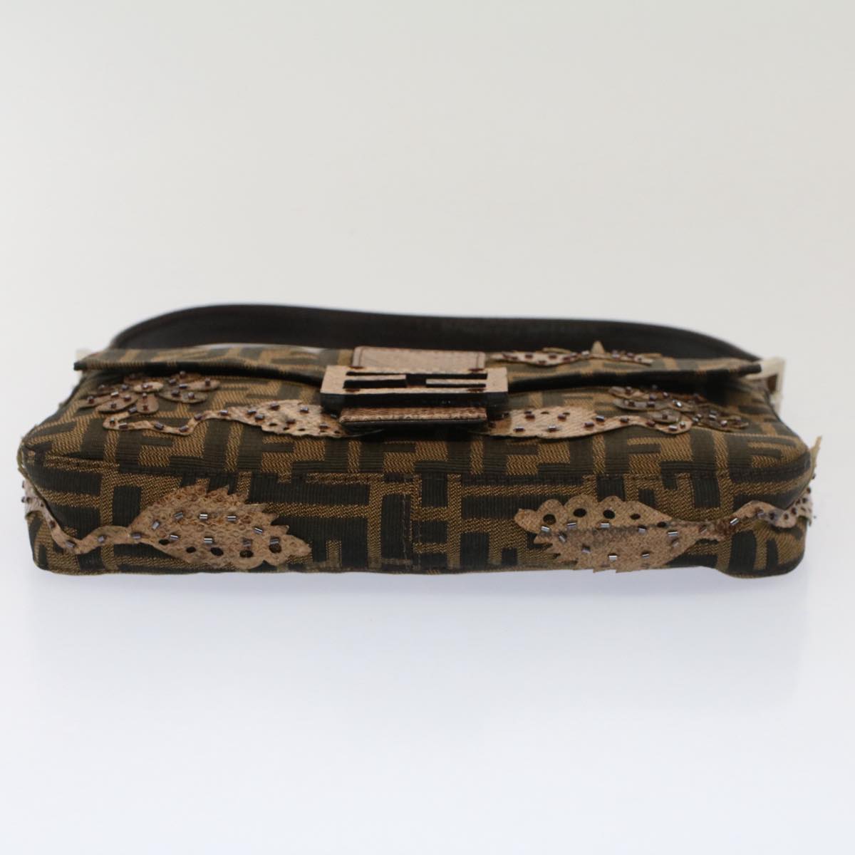 FENDI Zucca Canvas Mamma Baguette Shoulder Bag Black Brown bs7953A