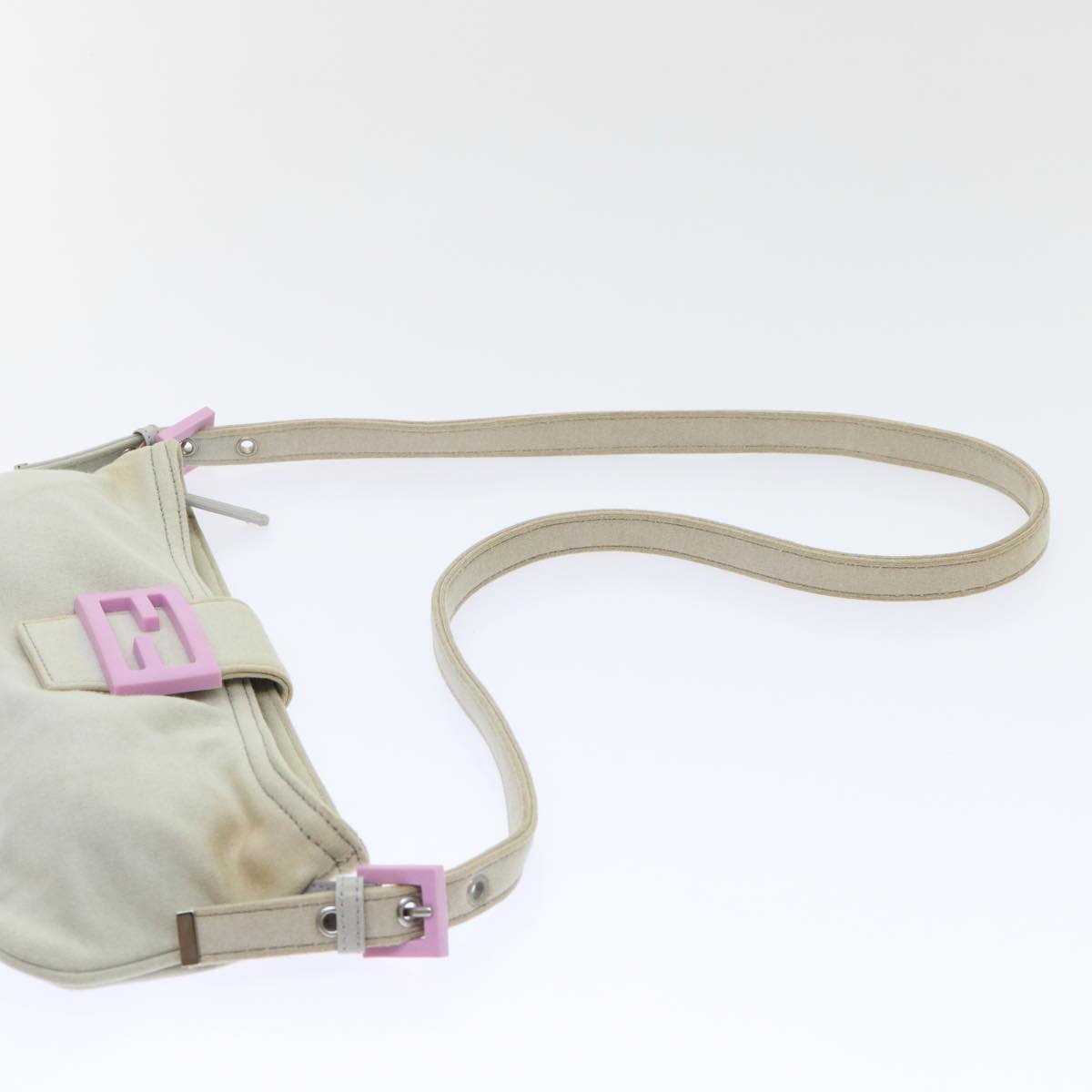 FENDI Mamma Baguette Shoulder Bag cotton Beige Pink bs7965