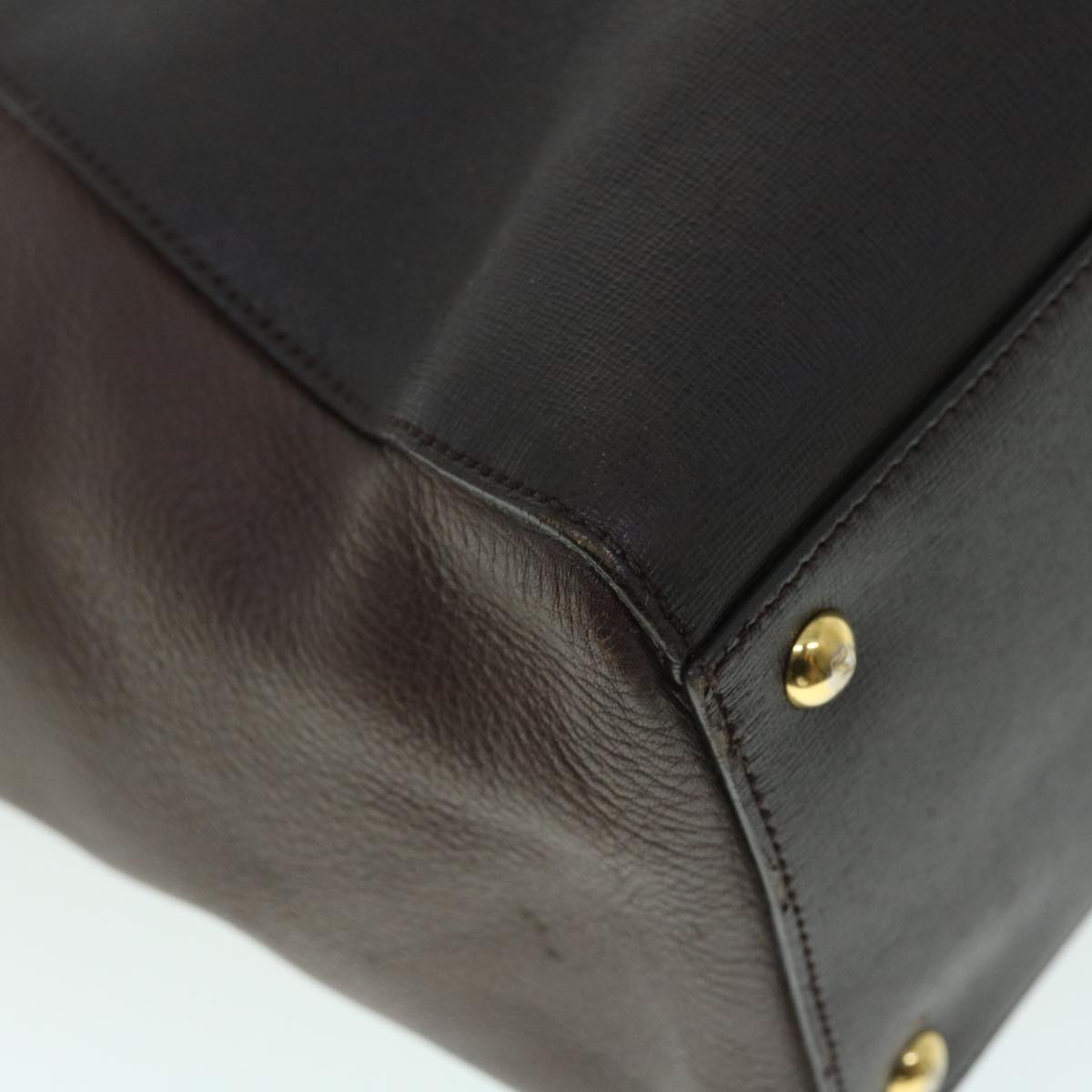FENDI Hand Bag Leather PVC Leather Brown bs8008