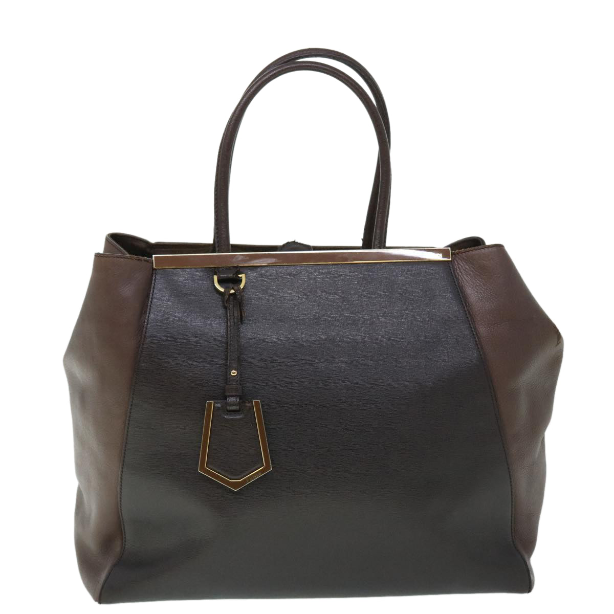 FENDI Hand Bag Leather PVC Leather Brown bs8008