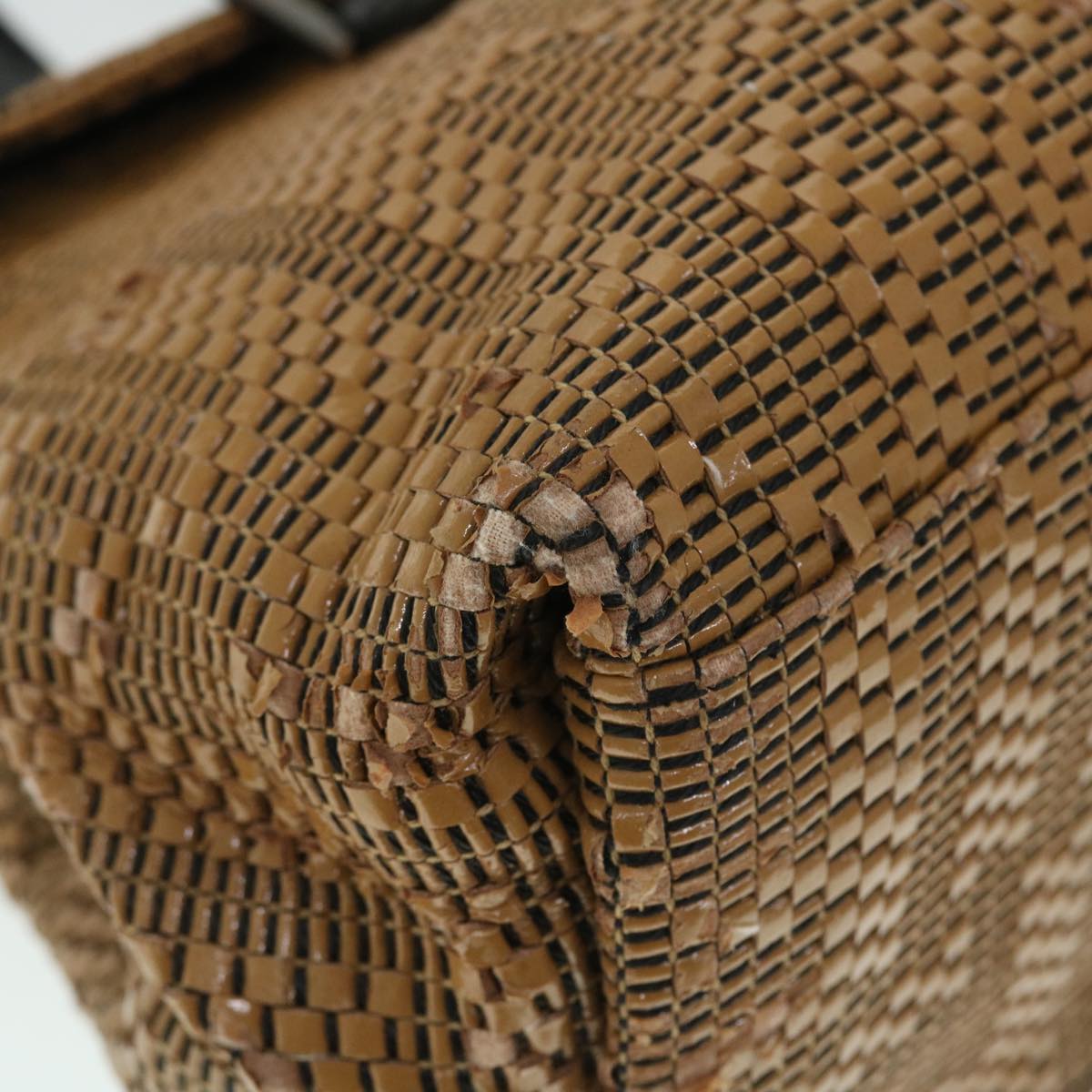 FENDI Mamma Baguette Shoulder Bag Canvas Brown bs8010