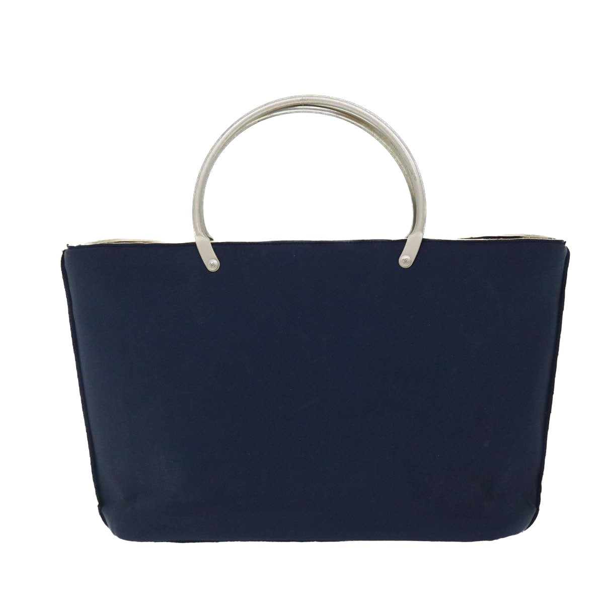 CHANEL Hand Bag Canvas Navy CC bs8016