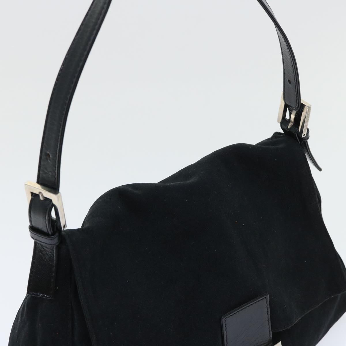FENDI Mamma Baguette Shoulder Bag Nylon Leather Black bs8028