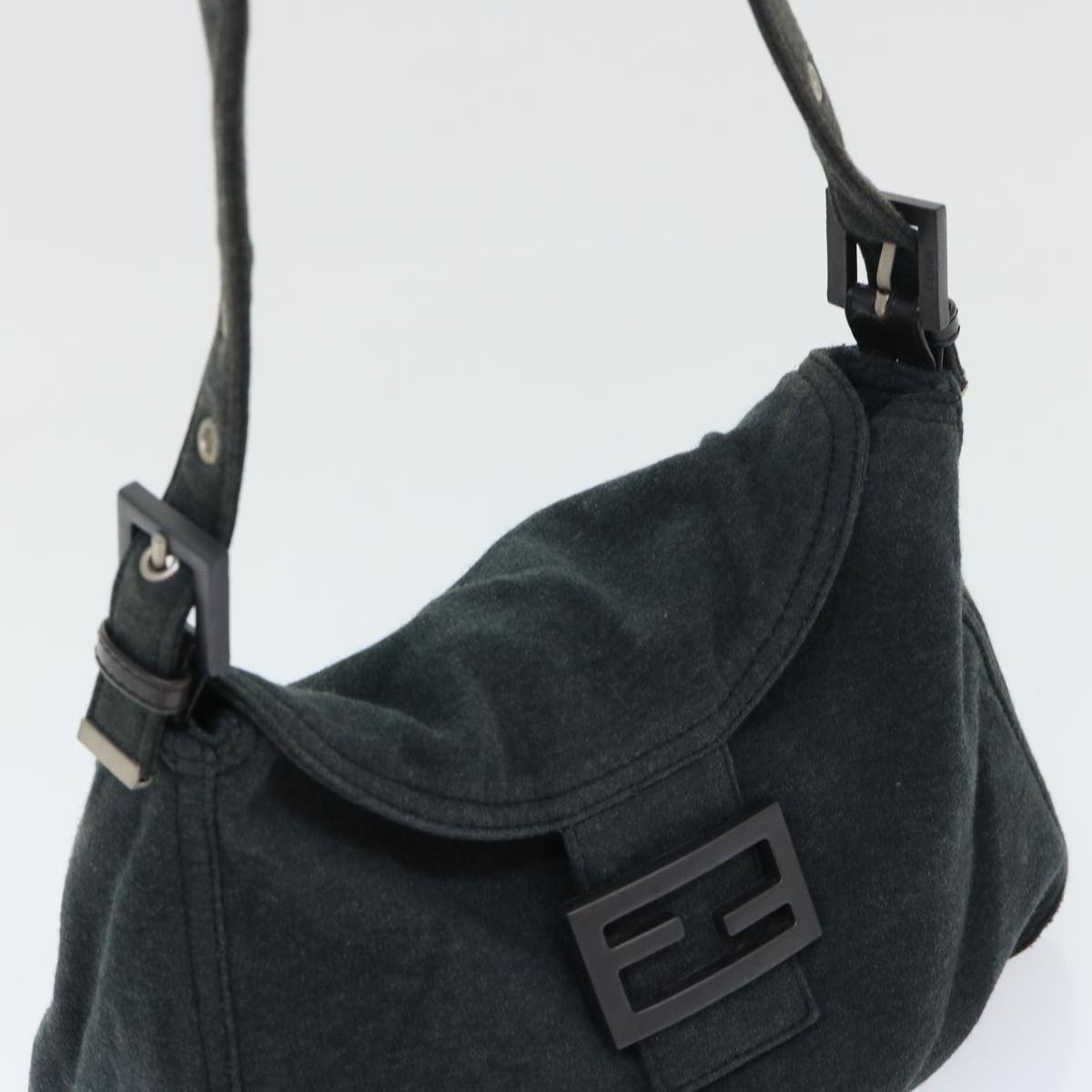 FENDI Mamma Baguette Shoulder Bag Cotton Gray 2305 26426 099 bs8040