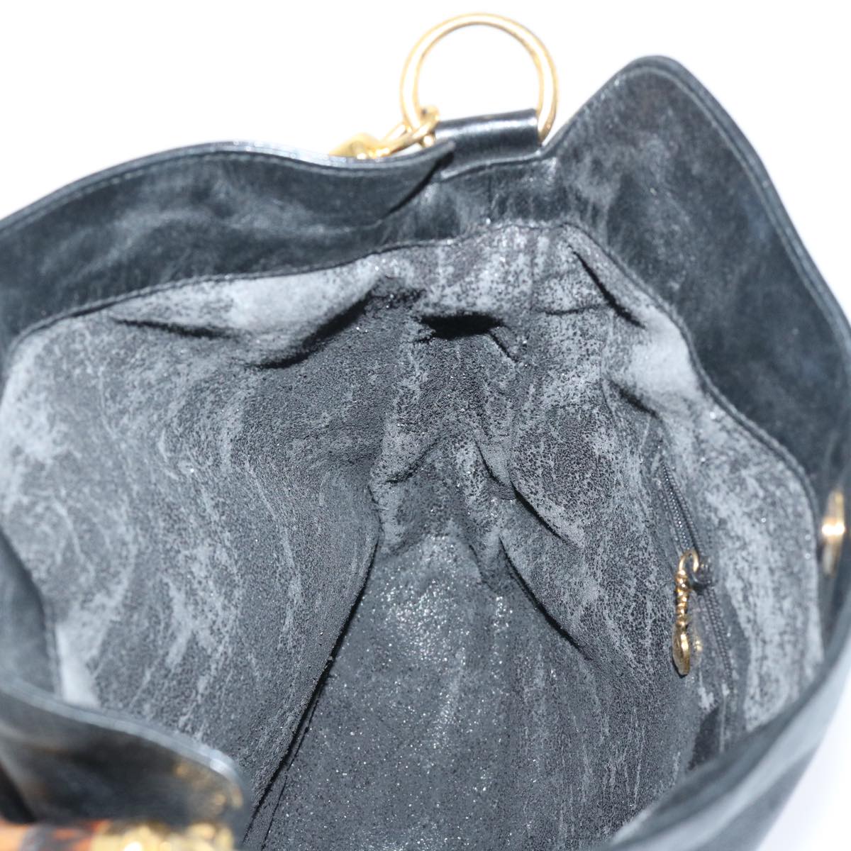 GUCCI Bamboo Shoulder Bag Leather 2way Black 001 1732 1688 bs8089