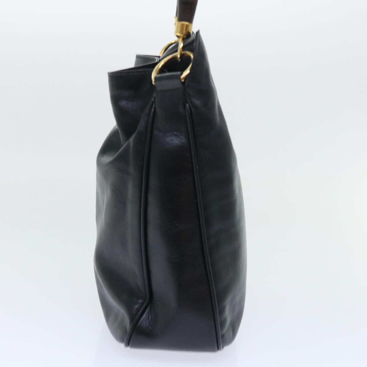 GUCCI Bamboo Shoulder Bag Leather 2way Black 001 1732 1688 bs8089