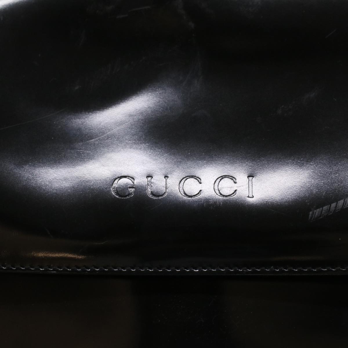 GUCCI Bamboo Shoulder Bag Patent leather Black bs8138