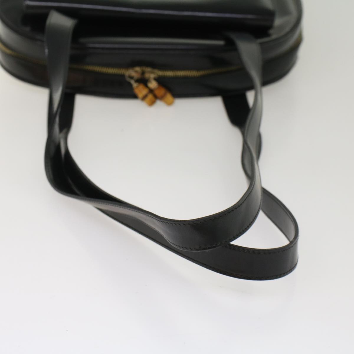 GUCCI Bamboo Shoulder Bag Patent leather Black bs8138