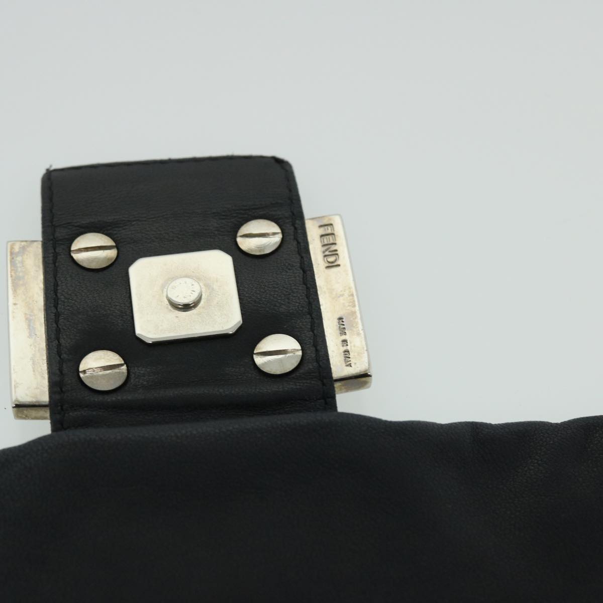FENDI Mamma Baguette Shoulder Bag Leather Black bs8192
