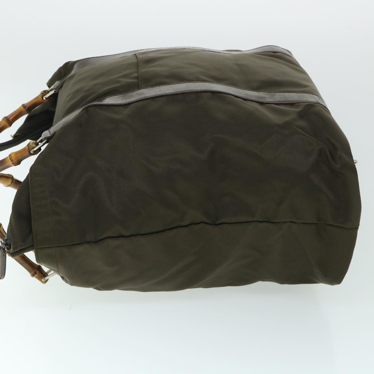 GUCCI Bamboo Hand Bag Nylon Canvas Khaki 002 2058 0412 5 bs8251
