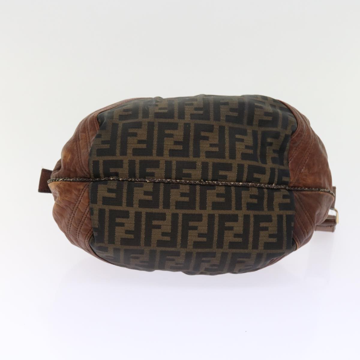 FENDI Zucca Canvas Spy Hand Bag Nylon Leather Brown bs8264