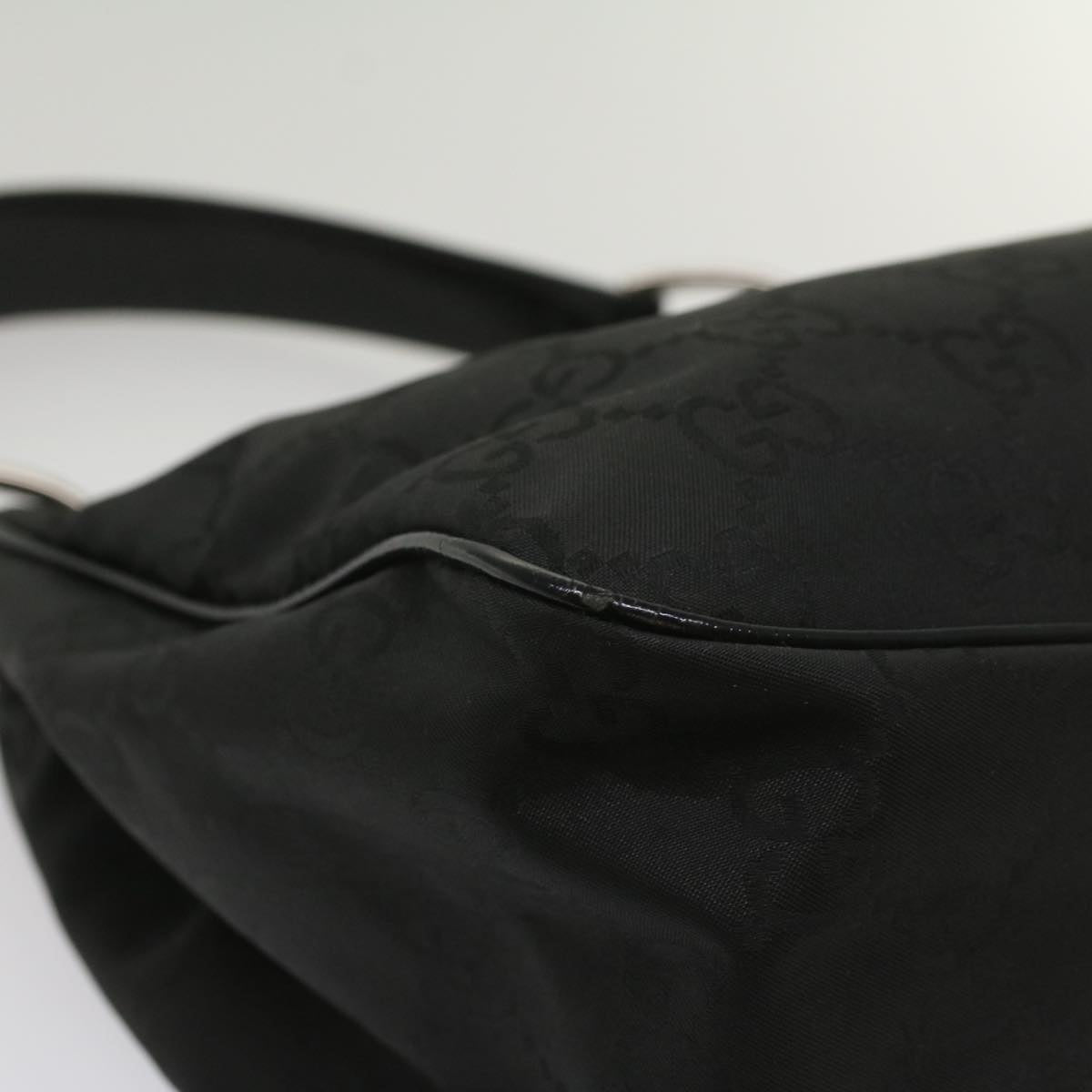 GUCCI GG Canvas Shoulder Bag Nylon Leather Black bs8394