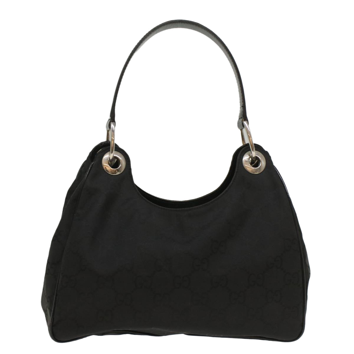 GUCCI GG Canvas Shoulder Bag Nylon Leather Black bs8394