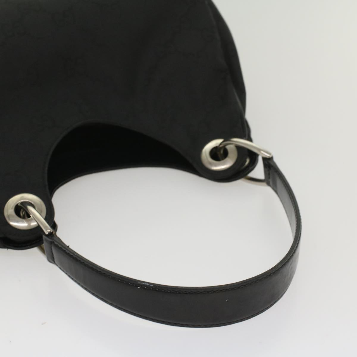 GUCCI GG Canvas Shoulder Bag Nylon Leather Black bs8394