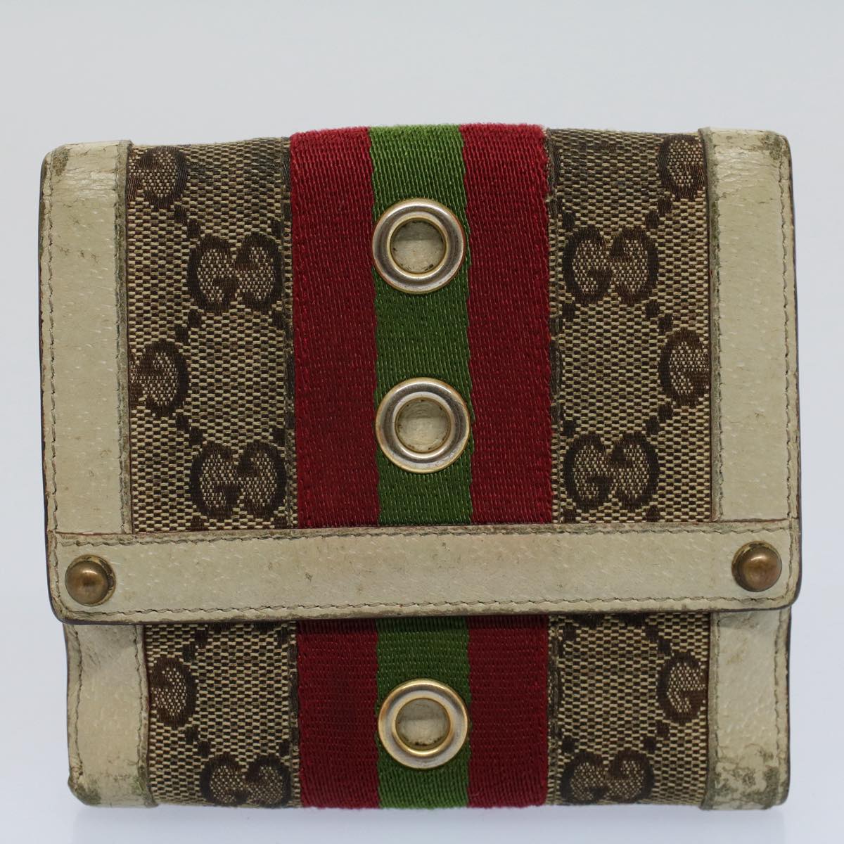 GUCCI GG Canvas Web Sherry Line Wallet Leather 5Set Beige Red black bs8401