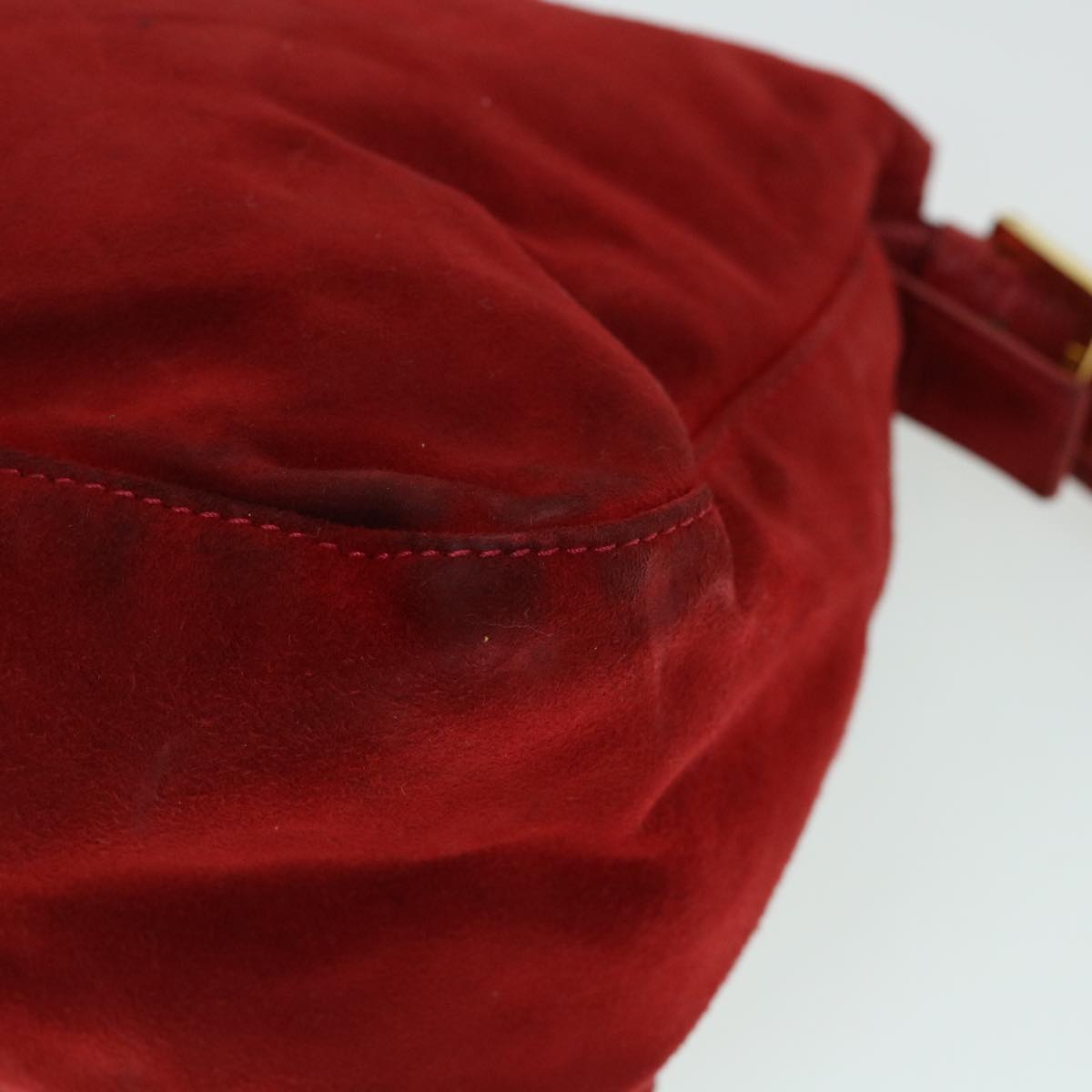 FENDI Mamma Baguette Shoulder Bag Suede Red bs8443