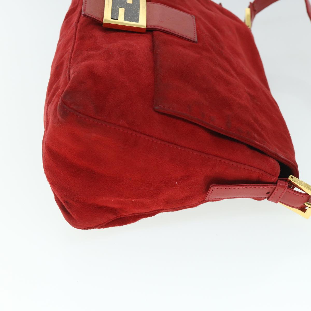 FENDI Mamma Baguette Shoulder Bag Suede Red bs8443