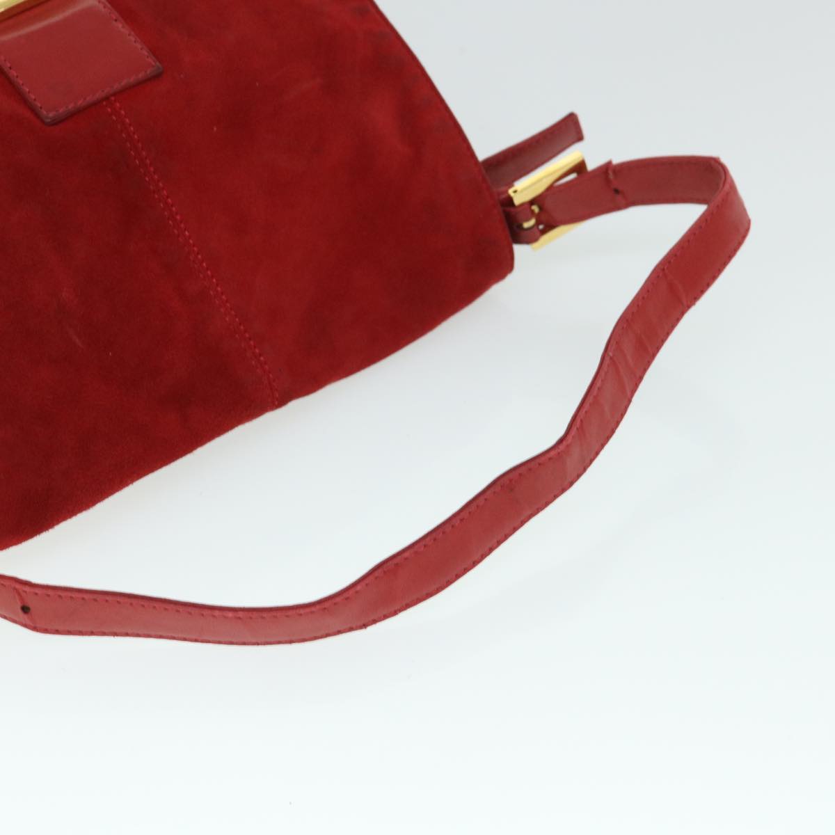 FENDI Mamma Baguette Shoulder Bag Suede Red bs8443