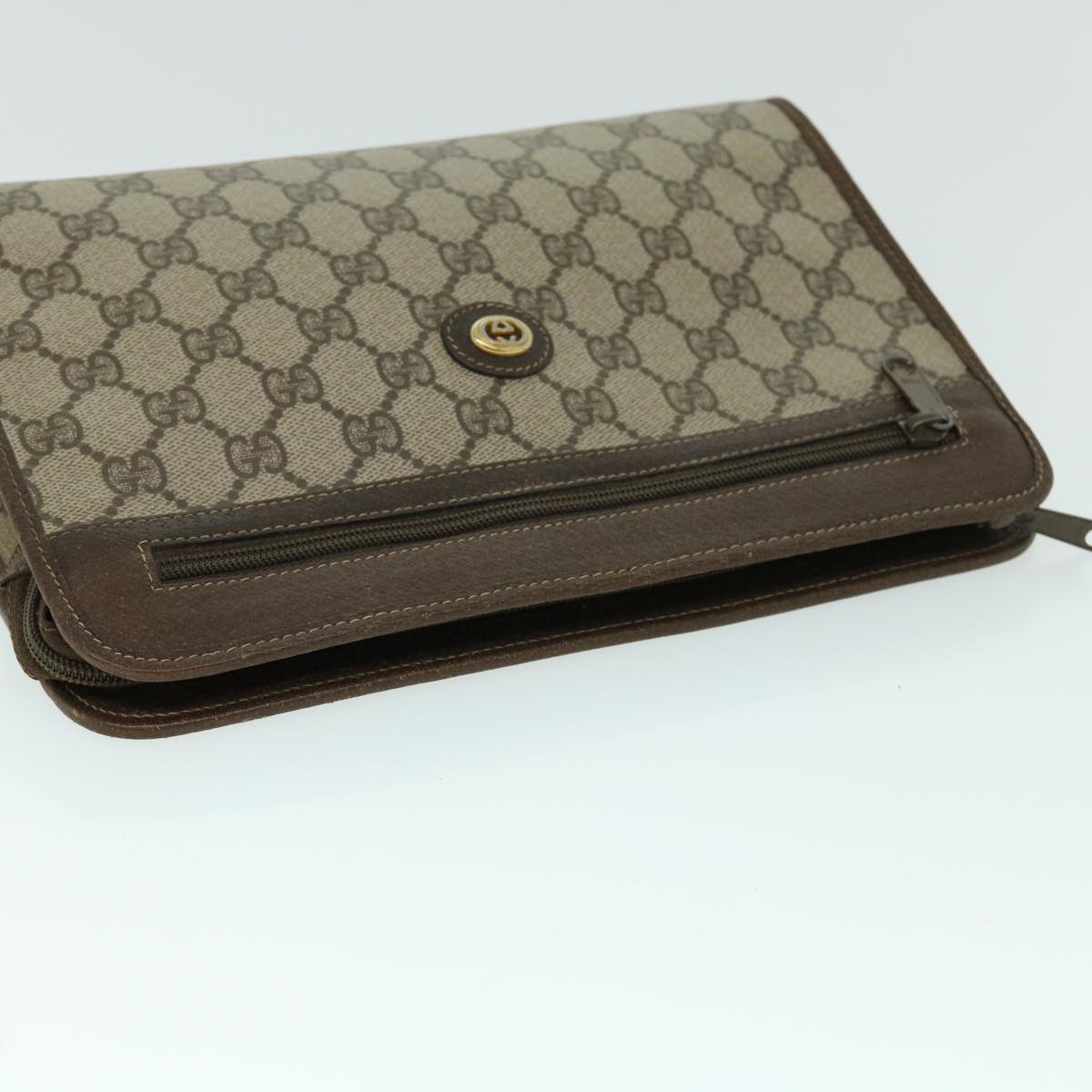 GUCCI GG Canvas Clutch Bag PVC Leather Beige Brown 014 123 6053 bs8482