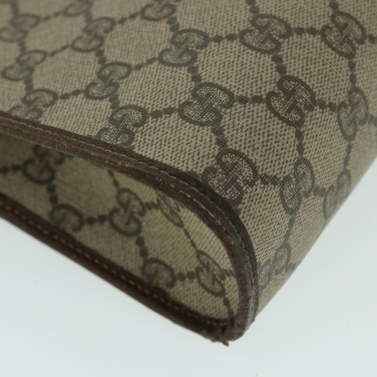GUCCI GG Canvas Clutch Bag PVC Leather Beige Brown 014 123 6053 bs8482
