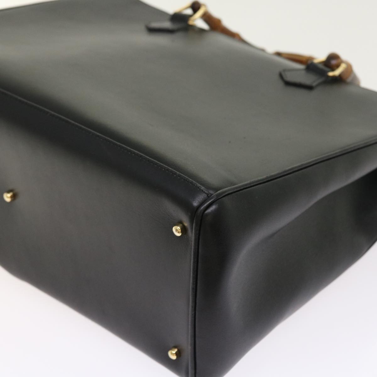 GUCCI Bamboo Hand Bag Leather Black 002 123 0322 bs8489