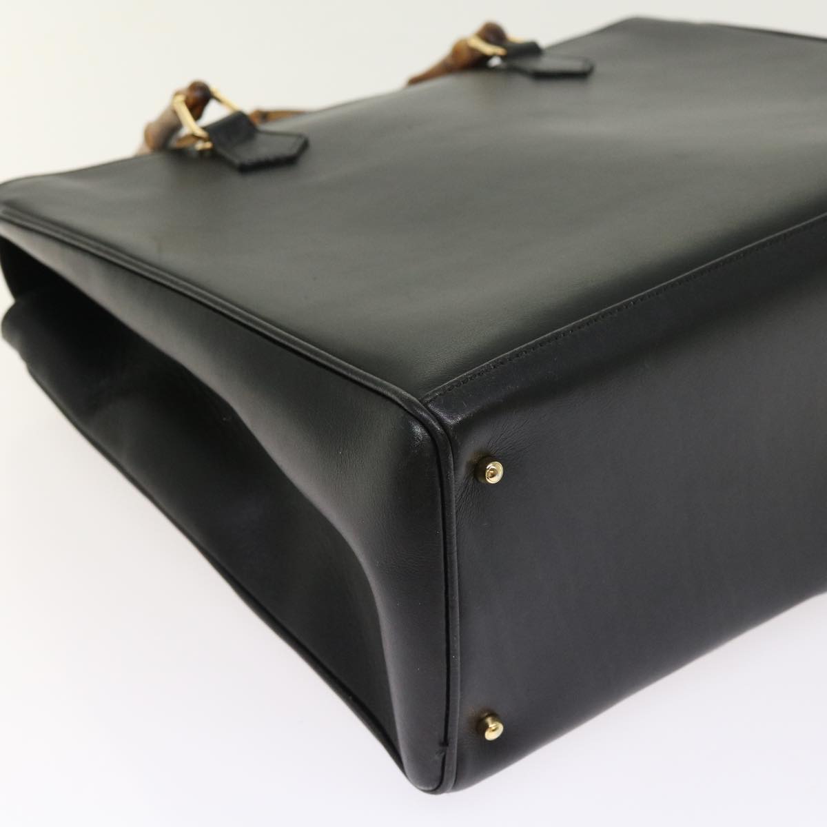 GUCCI Bamboo Hand Bag Leather Black 002 123 0322 bs8489