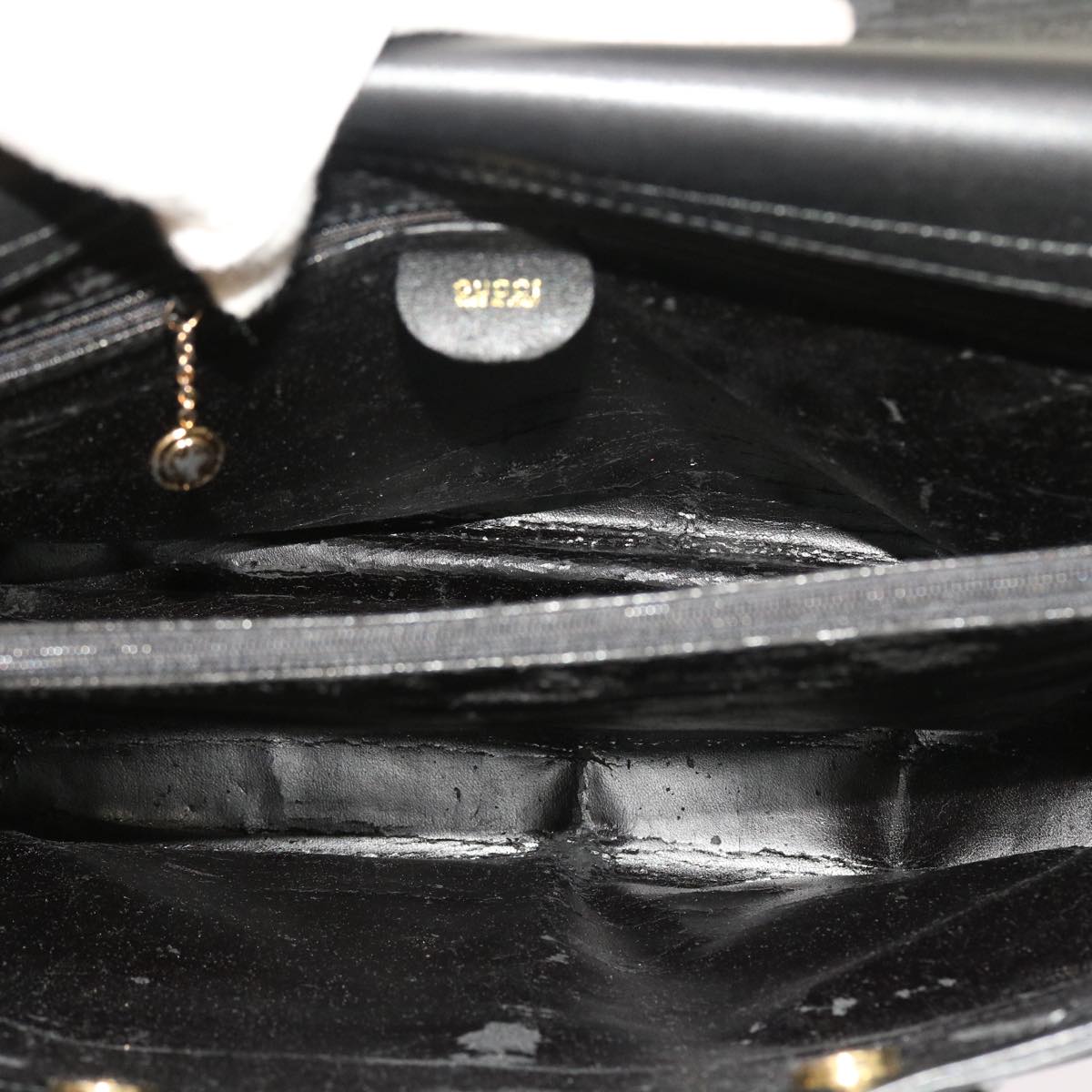 GUCCI Bamboo Hand Bag Leather Black 002 123 0322 bs8489