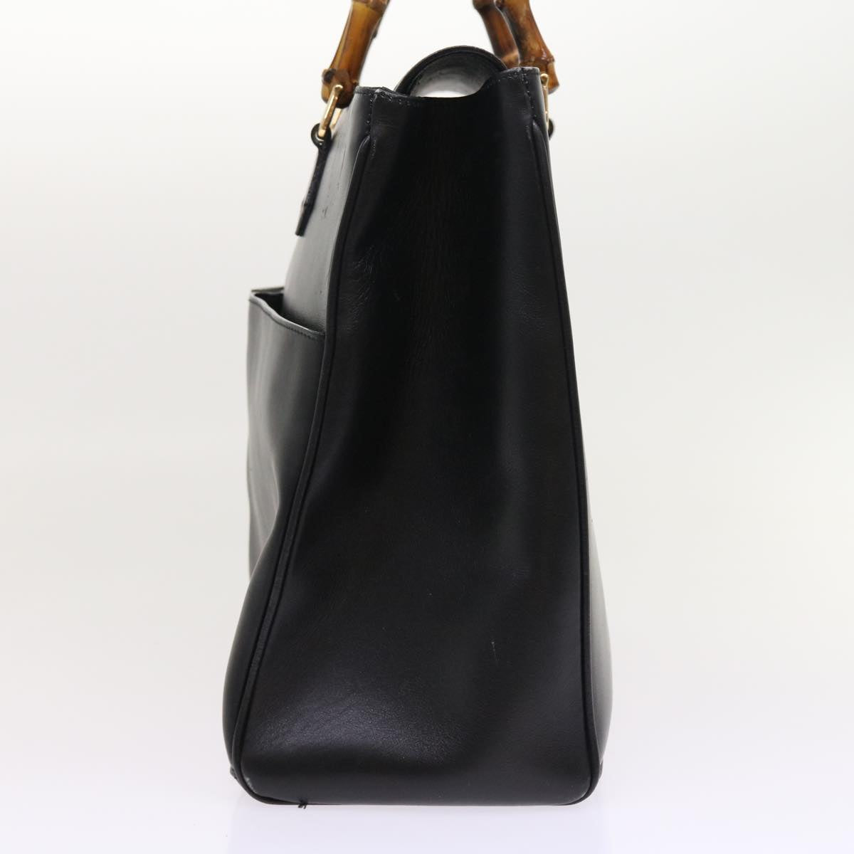 GUCCI Bamboo Hand Bag Leather Black 002 123 0322 bs8489