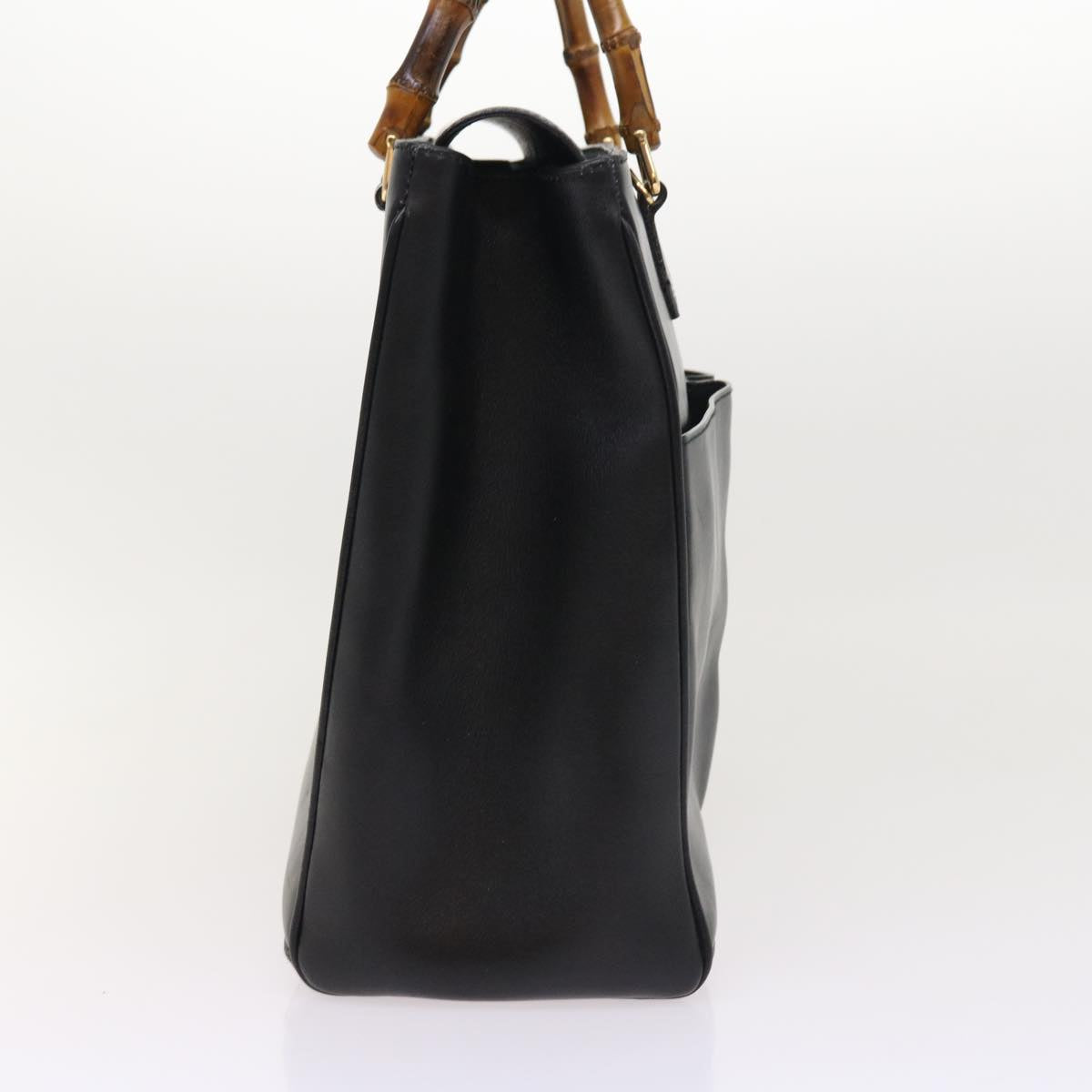 GUCCI Bamboo Hand Bag Leather Black 002 123 0322 bs8489