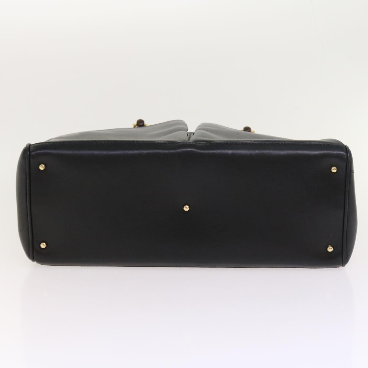 GUCCI Bamboo Hand Bag Leather Black 002 123 0322 bs8489