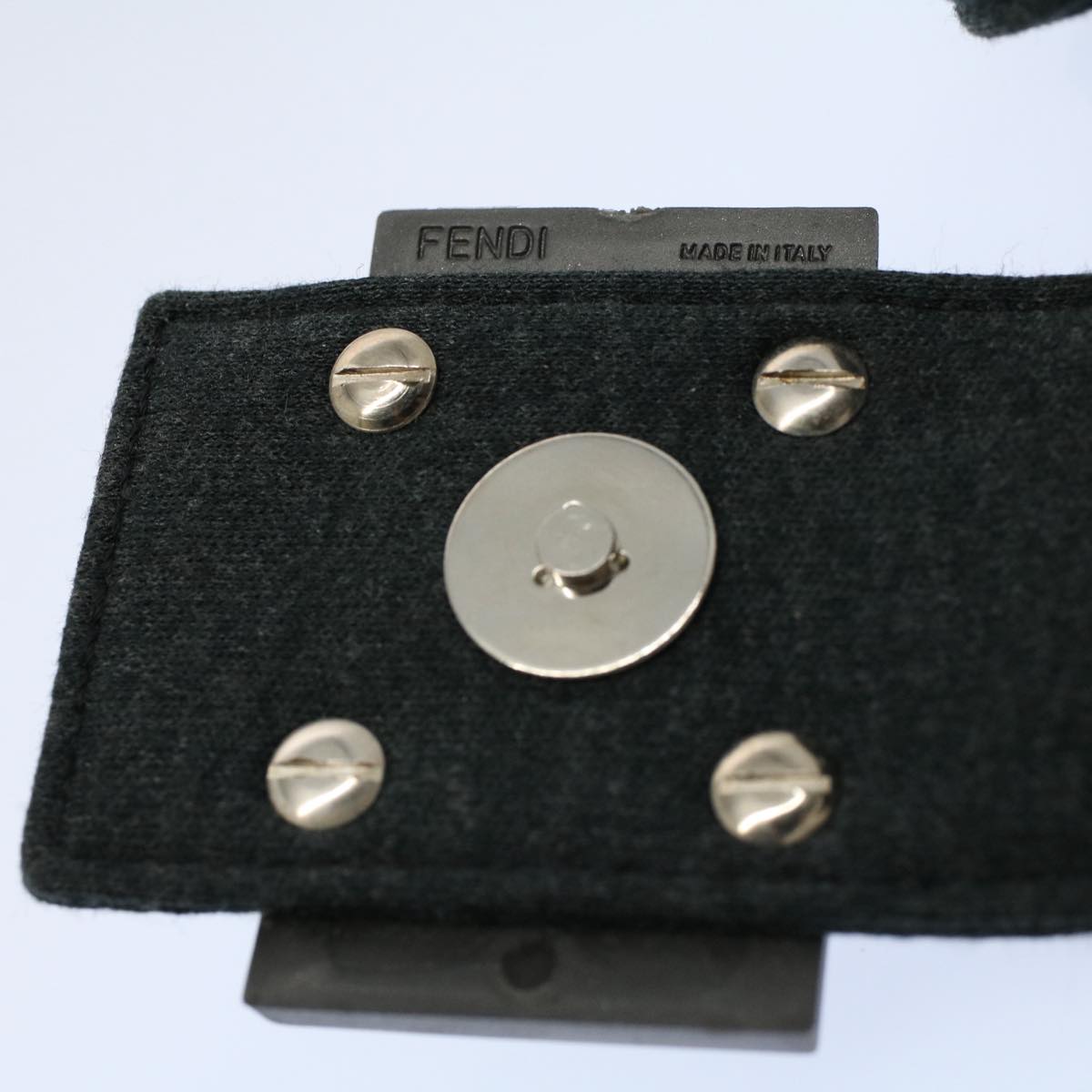 FENDI Mini Mamma Baguette Pouch Cotton Gray bs8606